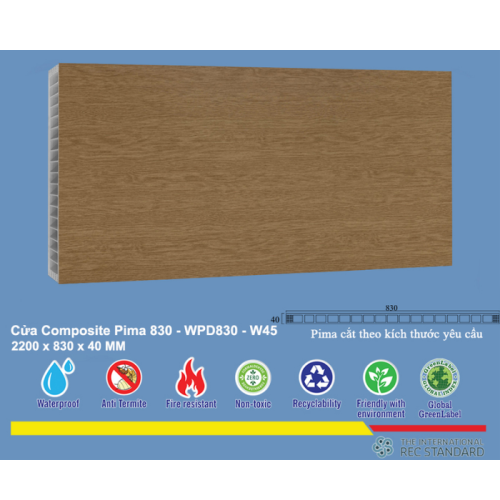  Phôi cửa Pima 83022 phủ vân gỗ W45