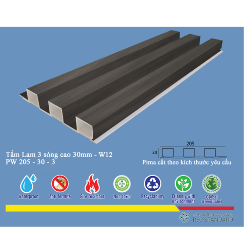  Tấm Lam 3 Sóng Pima 30 phủ vân gỗ W12