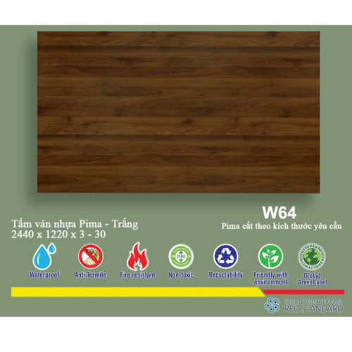 Tấm pima 15mm phủ HPL W64 - 2 mặt