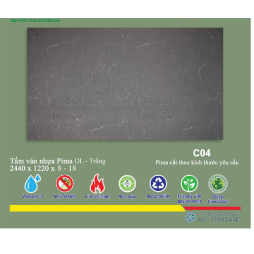 Tấm pima DL 17mm phủ vân gỗ C04 (PE) - 2 mặt