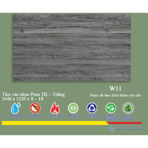 Tấm Pima DL 17mm phủ vân gỗ W11 - 2 mặt