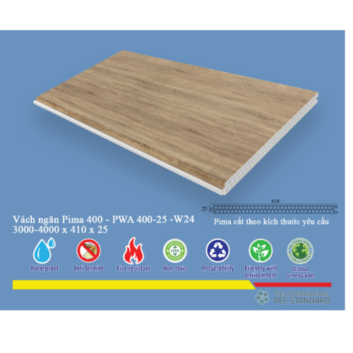 Tấm vách ngăn trang trí Pima 40025 phủ vân gỗ W24