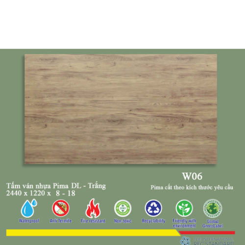 Tấm Ván Nhựa PIMA DL Trắng W06 2 MẶT- 17mm