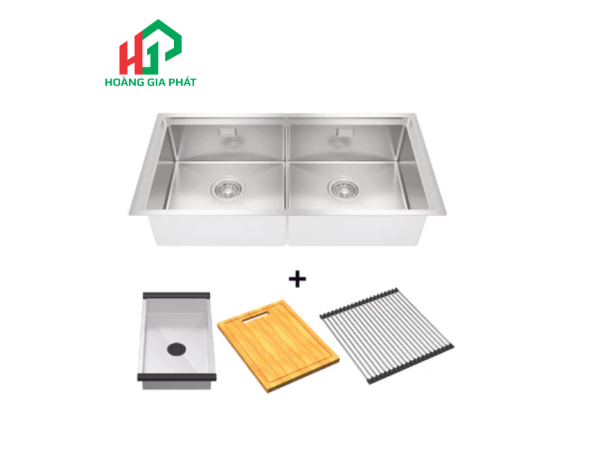 Combo Chậu bếp Hafele 2 hộc kèm phụ kiện 567.94.057