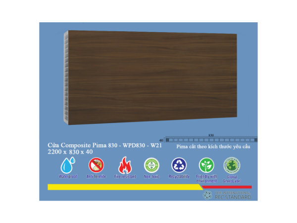 Phôi cửa Pima 83022 phủ vân gỗ W21