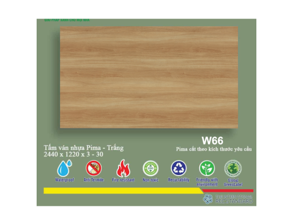 Tấm pima 15mm phủ HPL W66 - 2 mặt