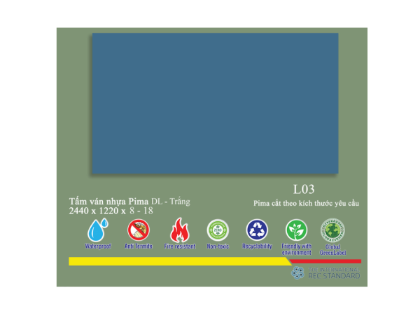 Tấm Pima DL 08mm phủ vân gỗ L03 (PE) - 1 mặt