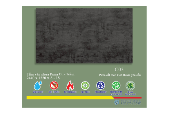Tấm pima DL 17mm phủ vân C03 (PE) - 2 mặt