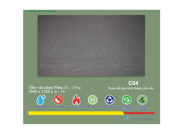 Tấm pima DL 17mm phủ vân gỗ C04 (PE) - 2 mặt