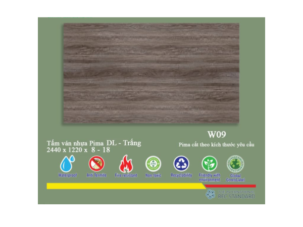 Tấm Pima DL 17mm phủ vân gỗ W09 - 2 mặt