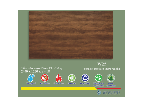 Tấm Pima DL 17mm phủ vân gỗ W25 - 2 mặt