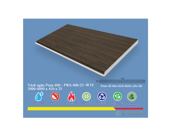 Tấm vách ngăn trang trí Pima 40025 phủ vân gỗ W19