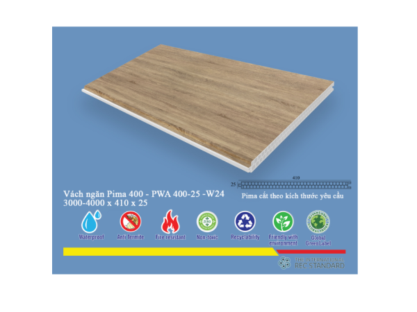 Tấm vách ngăn trang trí Pima 40025 phủ vân gỗ W24