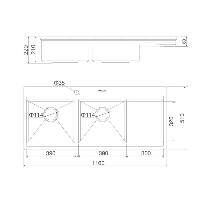 Chậu rửa chén 2 hố Inox 304 slide 1162R