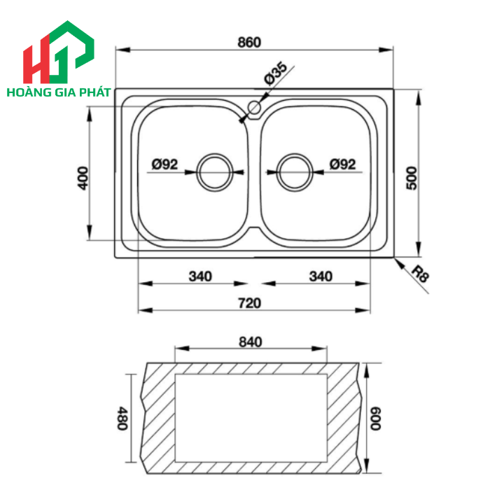 Chậu Rửa 2 HỘC HAFELE 565.86.271