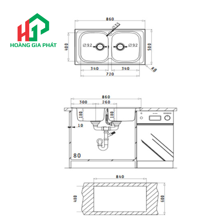 Chậu Rửa 2 HỘC HAFELE 565.86.271