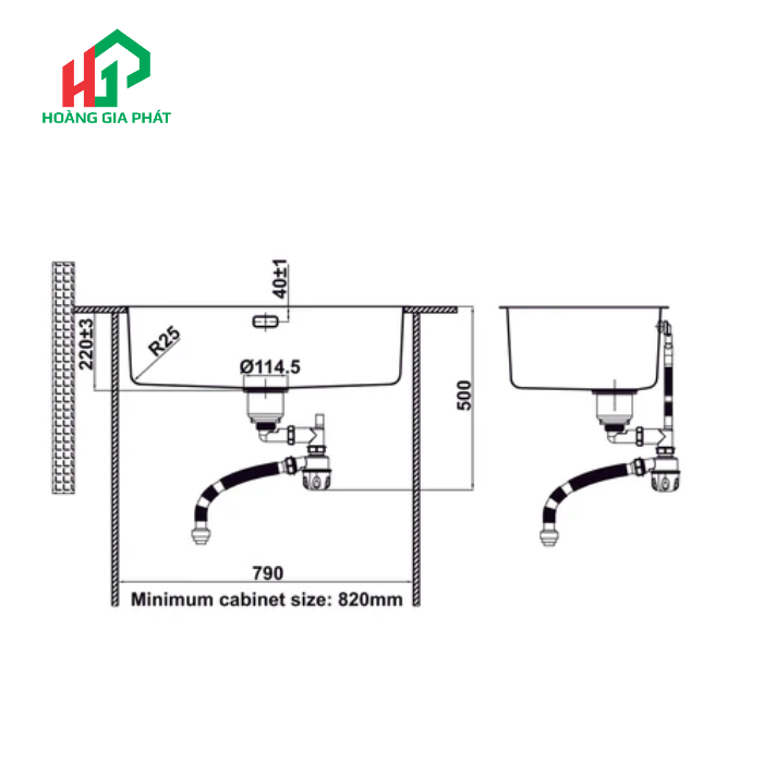 Chậu bếp Inox Hafele 1 HỘC 567.24.407