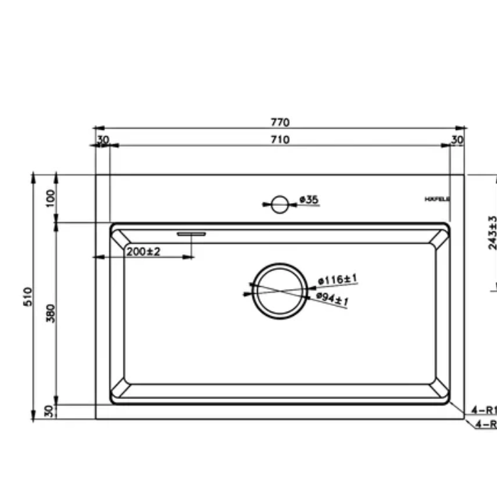 Chậu đá Hafele 577.25.530- Xám