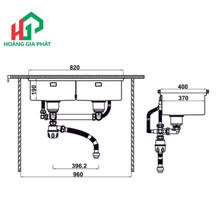 Chậu Inox Hafele 2 hộc 567.94.023