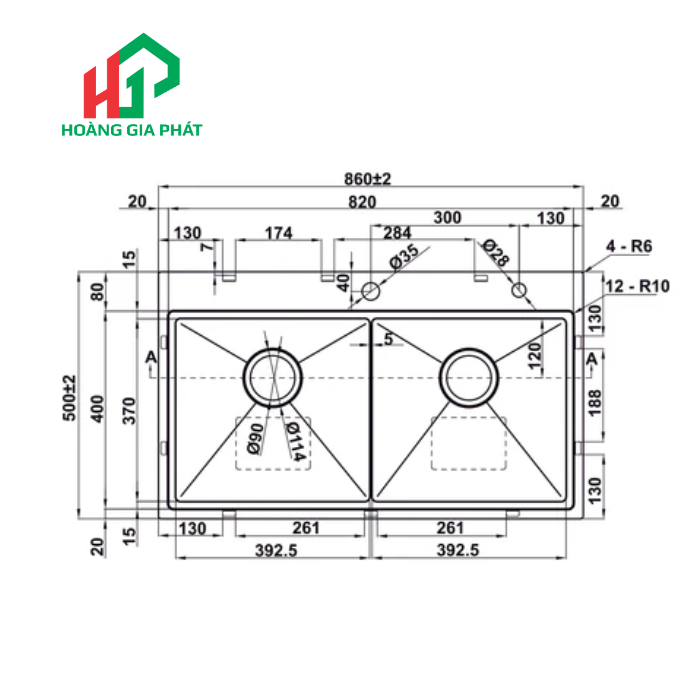 Chậu Inox Hafele 2 HỘC 567.94.024