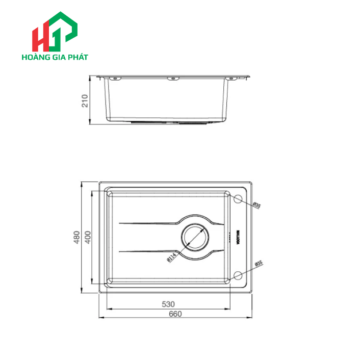 Chậu rửa chén 1 hố MALLOCA MS 5066W