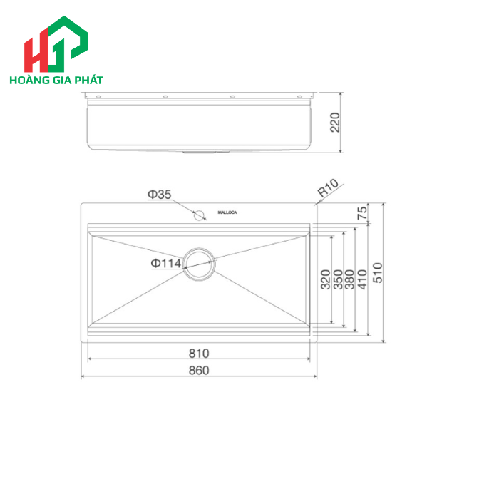 Chậu rửa chén 1 hố MALLOCA Slide MS861