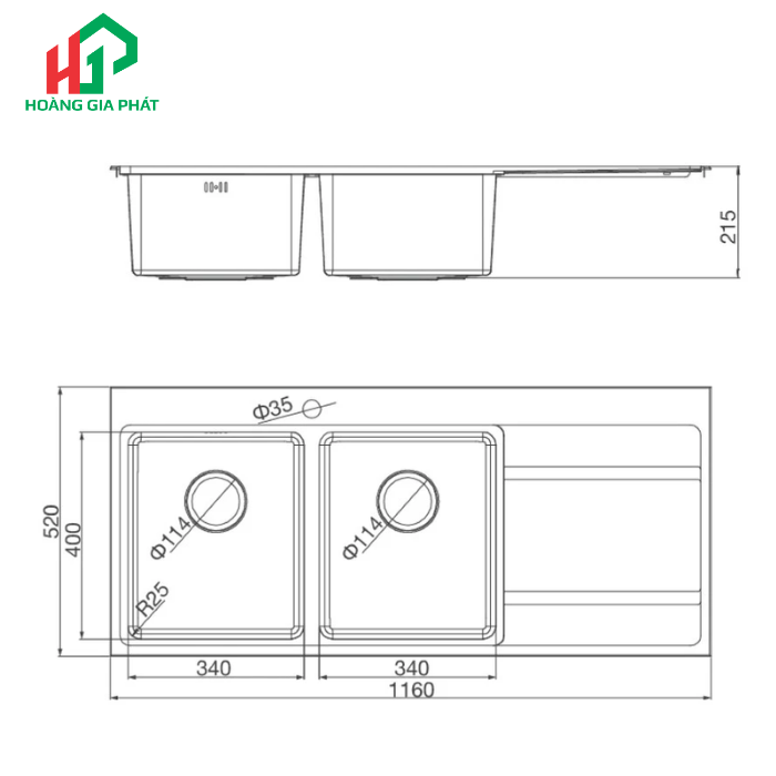 Chậu rửa chén 2 hố MALLOCA MS 7818