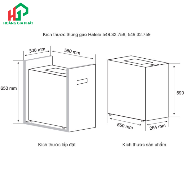 Thùng đựng gạo Hafele 549.32.758