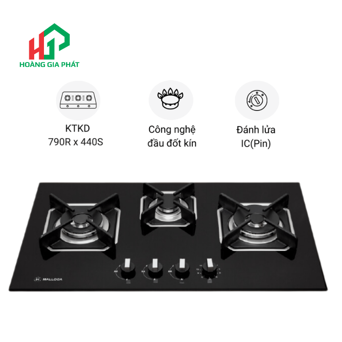 Bếp gas 3 vùng nấu MALLOCA AS 9603B