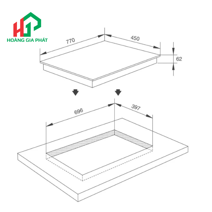 Bếp kính âm 1 điện 1 từ Malloca MIR 772