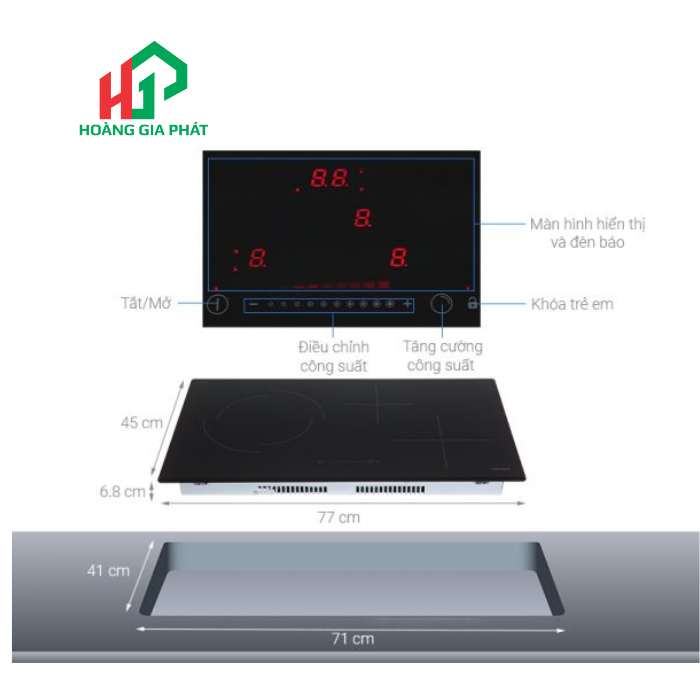 Bếp từ kết hợp điện 3 vùng nấu HAFELE 536.61.705