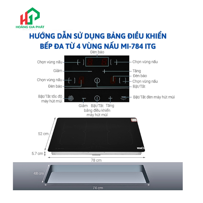 Bếp kính âm 4 từ Malloca MI-784 ITG