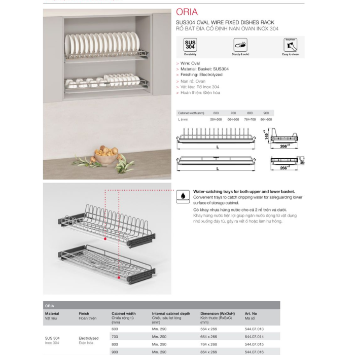 Rổ bát đĩa cố định nan Ovan Hafele 544.07.014 700mm
