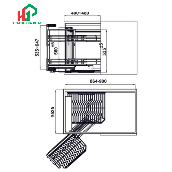  Rổ góc nan Ovan Hafele 548.21.022 - MỞ PHẢI