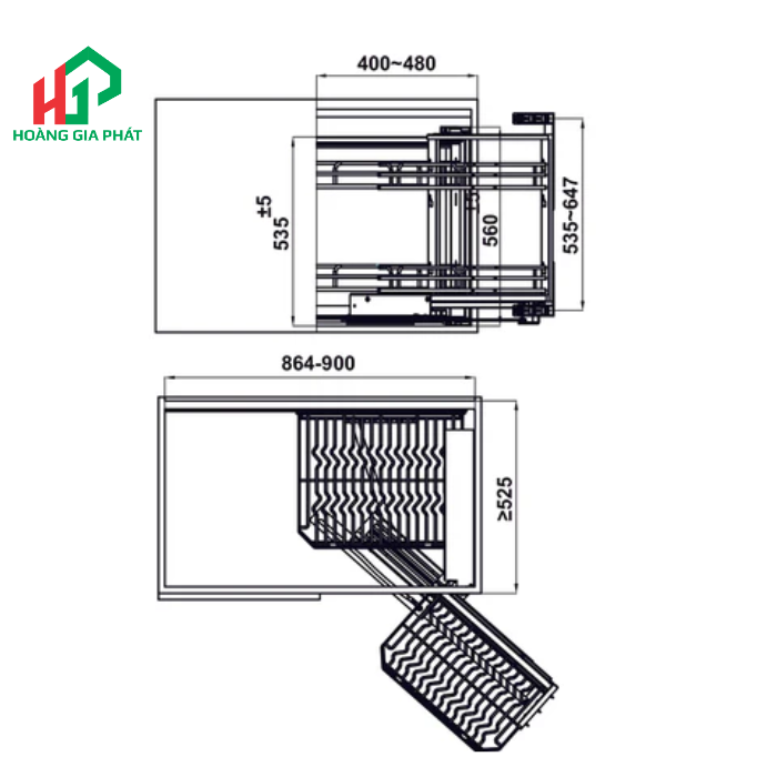  Rổ góc nan Ovan Hafele 548.21.022 - MỞ PHẢI