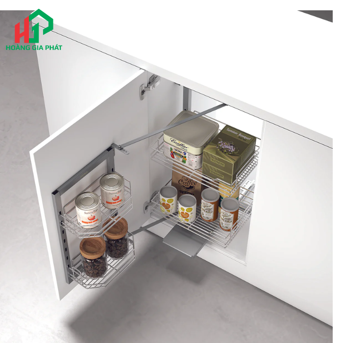 Rổ tủ đồ khô cánh mở xoay 2 tầng Hafele 548.65.006