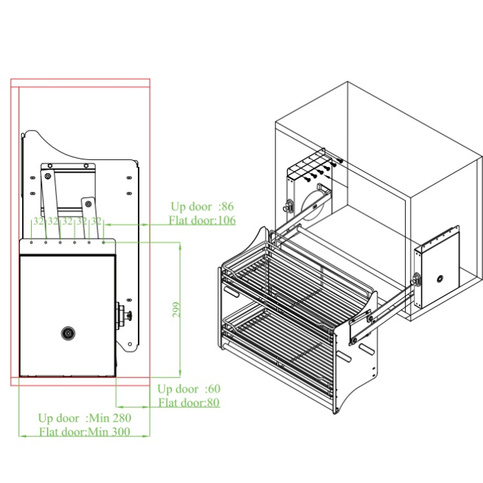 Kệ nâng hạ úp chén dĩa IMUNDEX 900mm- 7801101