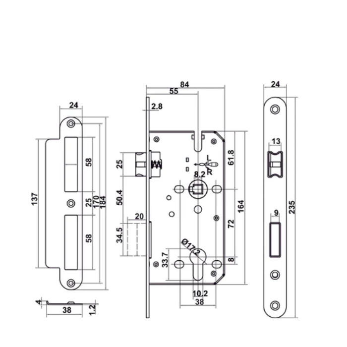 Bộ khóa cơ tay nắm gạt DIY Hafele -499.63.600