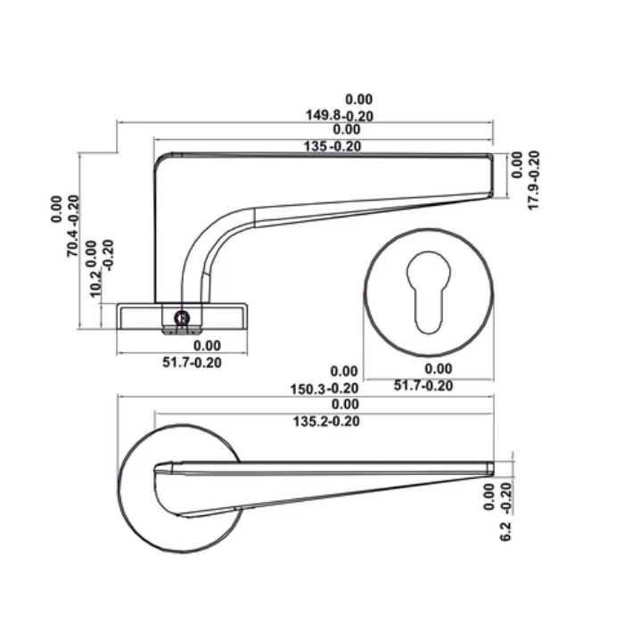 Bộ khóa cơ tay nắm gạt DIY Hafele 499.63.618