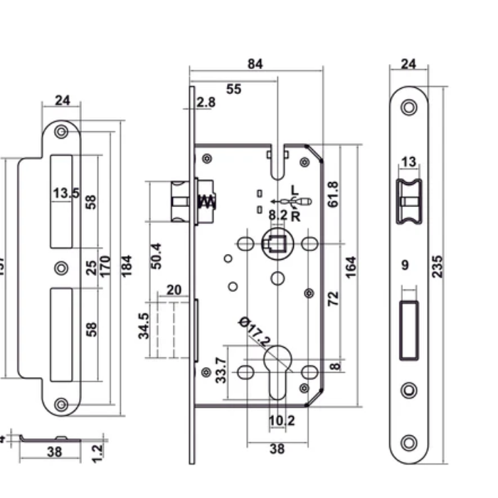 Bộ khóa cơ tay nắm gạt DIY Hafele 499.63.618