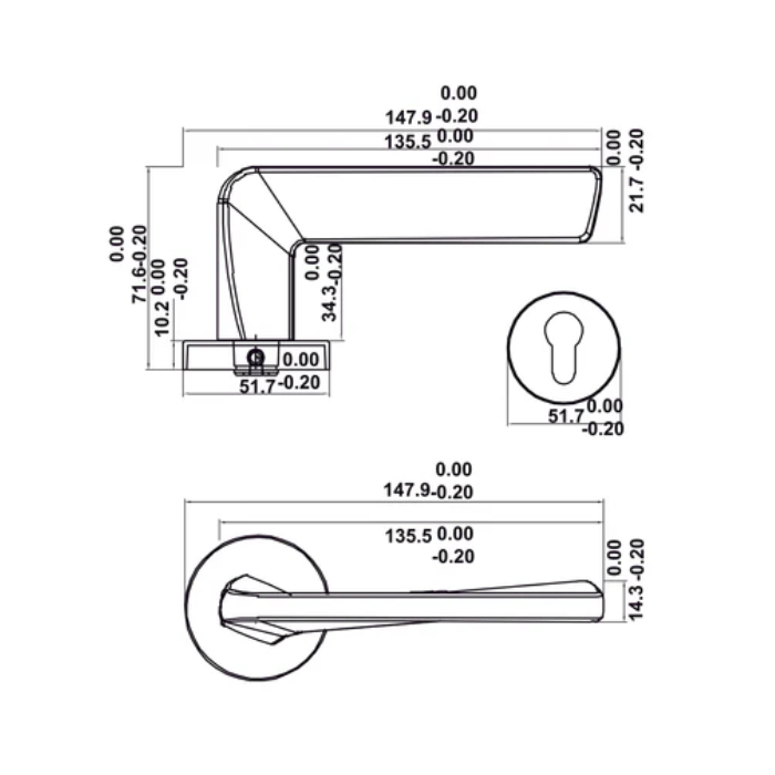Bộ khóa cơ tay nắm gạt DIY Hafele 499.63.626