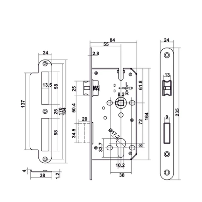 Bộ khóa cơ tay nắm gạt DIY Hafele 499.63.626