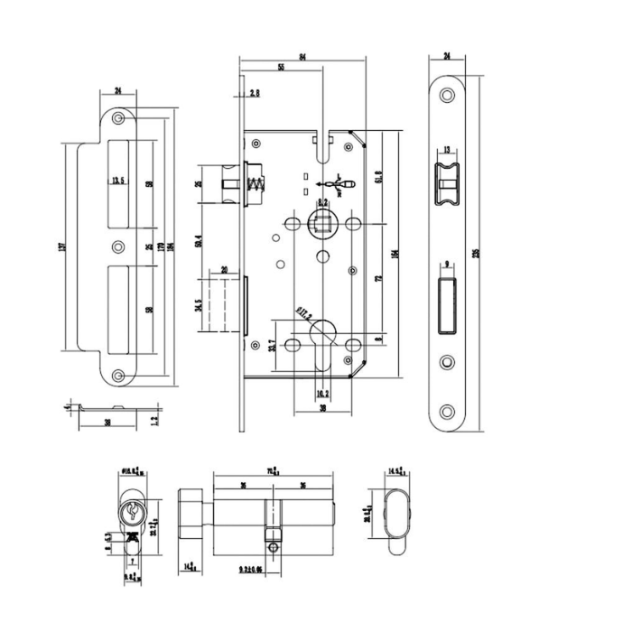 Bộ khóa tay nắm gạt DIY Hafele 499.63.634