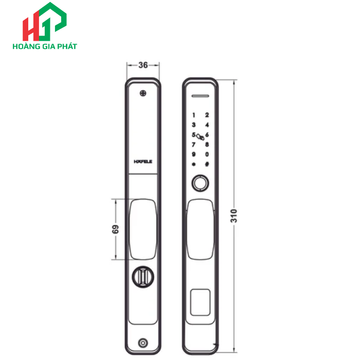 Khóa điện tử Hafele DL6600 912.20.144 CỬA TRƯỢT