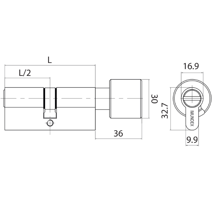 Ruột khóa WC đầu vặn tròn IMUNDEX 757.01.465