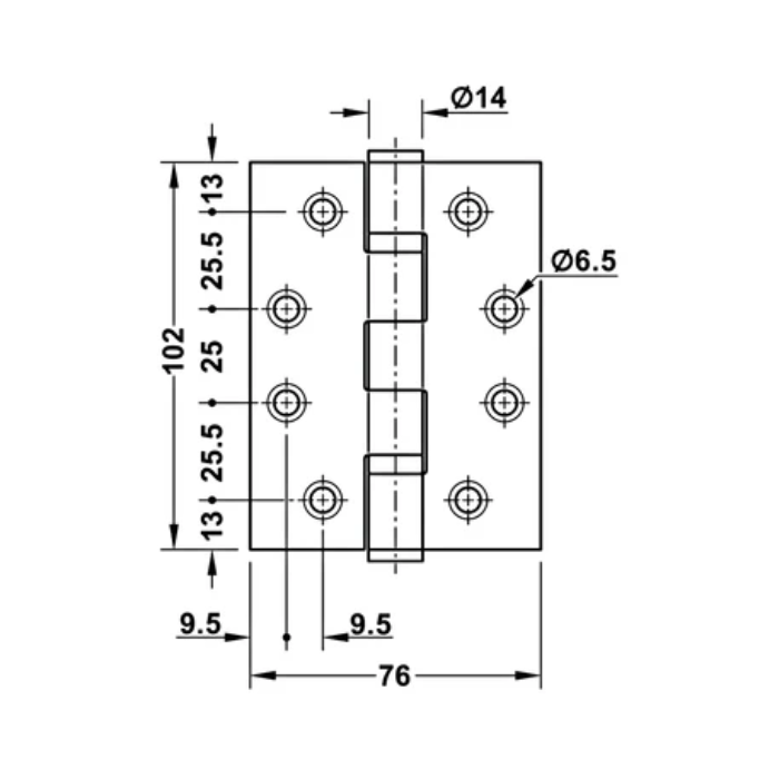 Bản lề lá Hafele  2 vòng bi 926.98.040