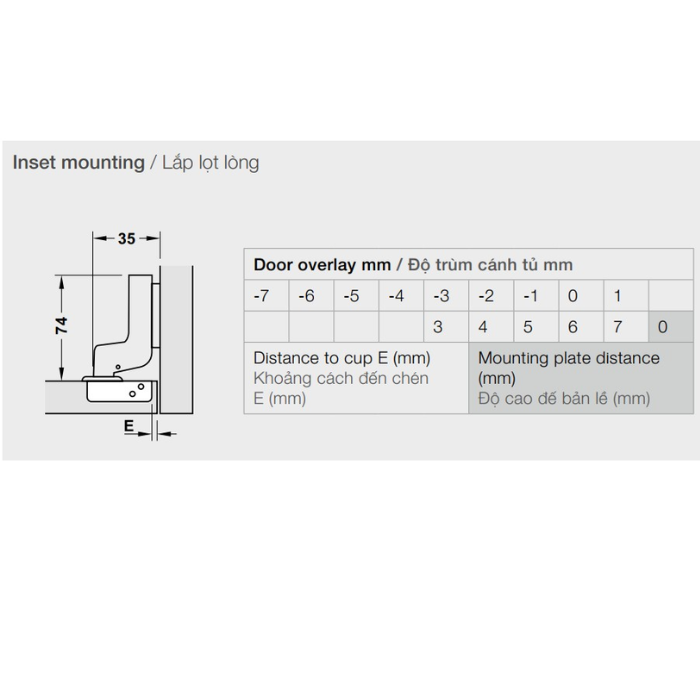 Bản Lề Lọt Lòng Giảm Chấn Hafele 315.06.752