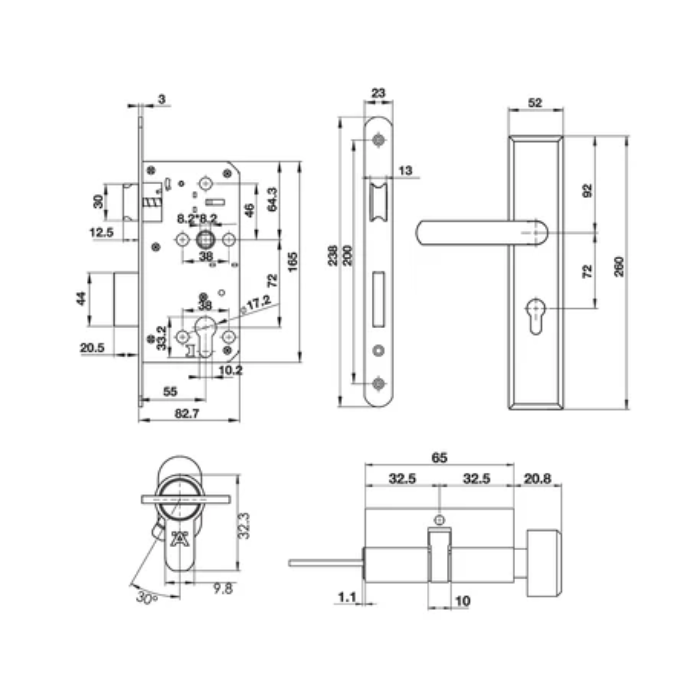 Bộ tay nắm Hafele đế dài 499.62.501