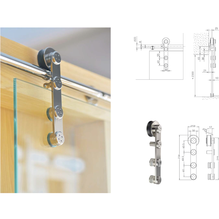  Phụ kiện cửa trượt kính IMUNDEX 715.11.101