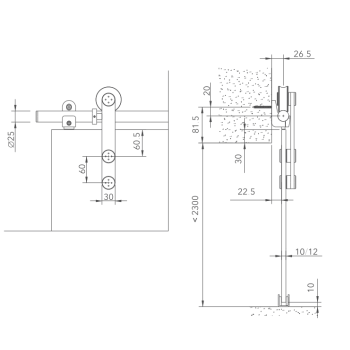  Phụ kiện cửa trượt kính IMUNDEX 715.11.101